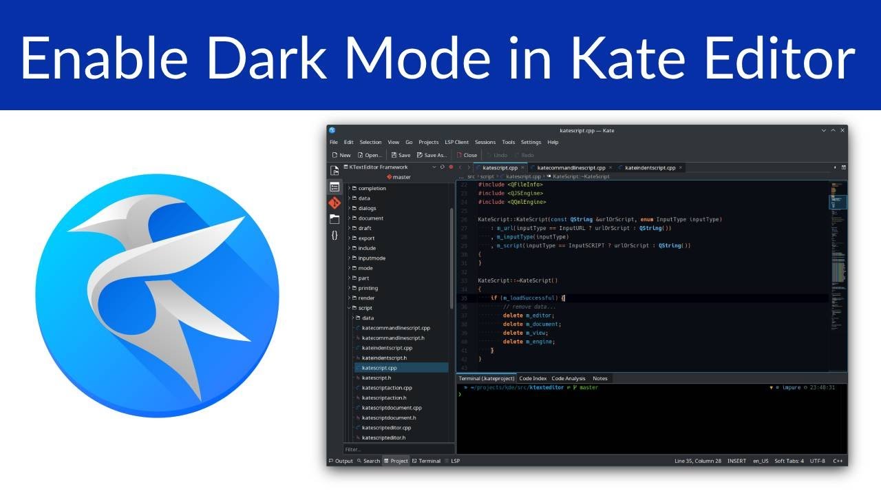 How to Enable Dark Mode in Kate Editor? - YouTube