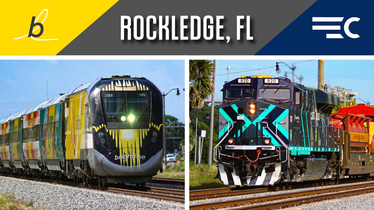 Late-Afternoon Trains in Rockledge, FL | Brightline and FEC Trains | 6/26/25