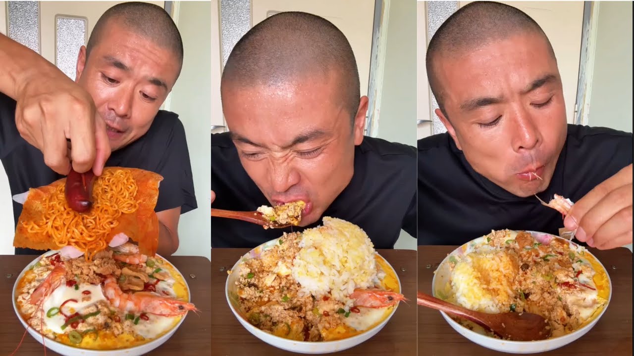 Steamed egg with minced meat and tofu. #mukbang #eating #food #cook