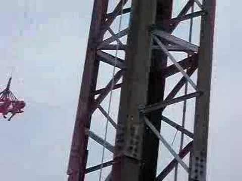 Shanon, Tyler, and Genna riding the Sky Coaster