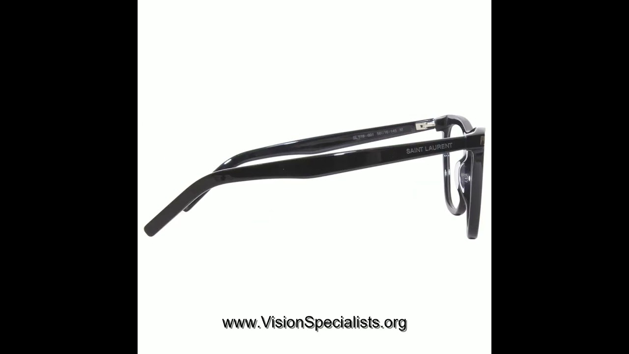 Saint Laurent SL518 001 Square Eyeglasses 56mm - Black Saint Laurent Men main image 3