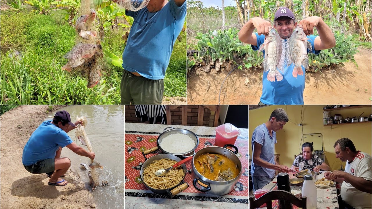 PRIMEIRA PESCARIA NO POÇO OLHA O TAMANHO DESSAS TILÁPIAS! PREPAREI NO MOLHO DE COCO
