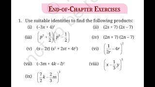Class 9 Ganita Manjari Chapter 4 End of Chapter Ex Q 1 - 2, Exploring Algebraic Identities P 88 - 89