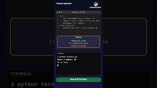 Ternary Operator in Python 🐍 | If-Else in One Line #Shorts