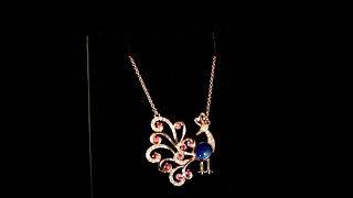 18K ROSE GOLD ENAMEL & DIAMOND PEACOCK DESIGN PENDANT. Ref. 307 453