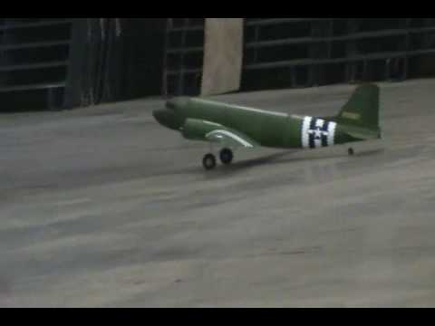 C-47 Model With 10-Foot Span Flies Indoors
