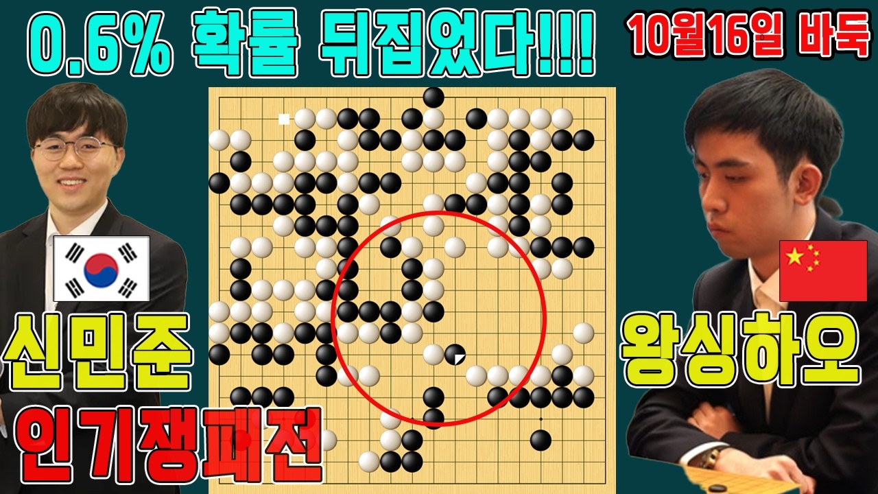 역전! 역전! 역전! 한밤의 대환장 파티!! "신민준" 0.6% 극악의 확률 어떻게 역전했나???[2026 인기쟁패전] 신민준VS왕싱하오 하이라이트 10.16. #한큐#신진서