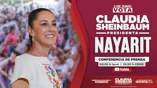 Claudia Sheinbaum  EN VIVO  Conferencia de prensa desde Tepic, Nayarit