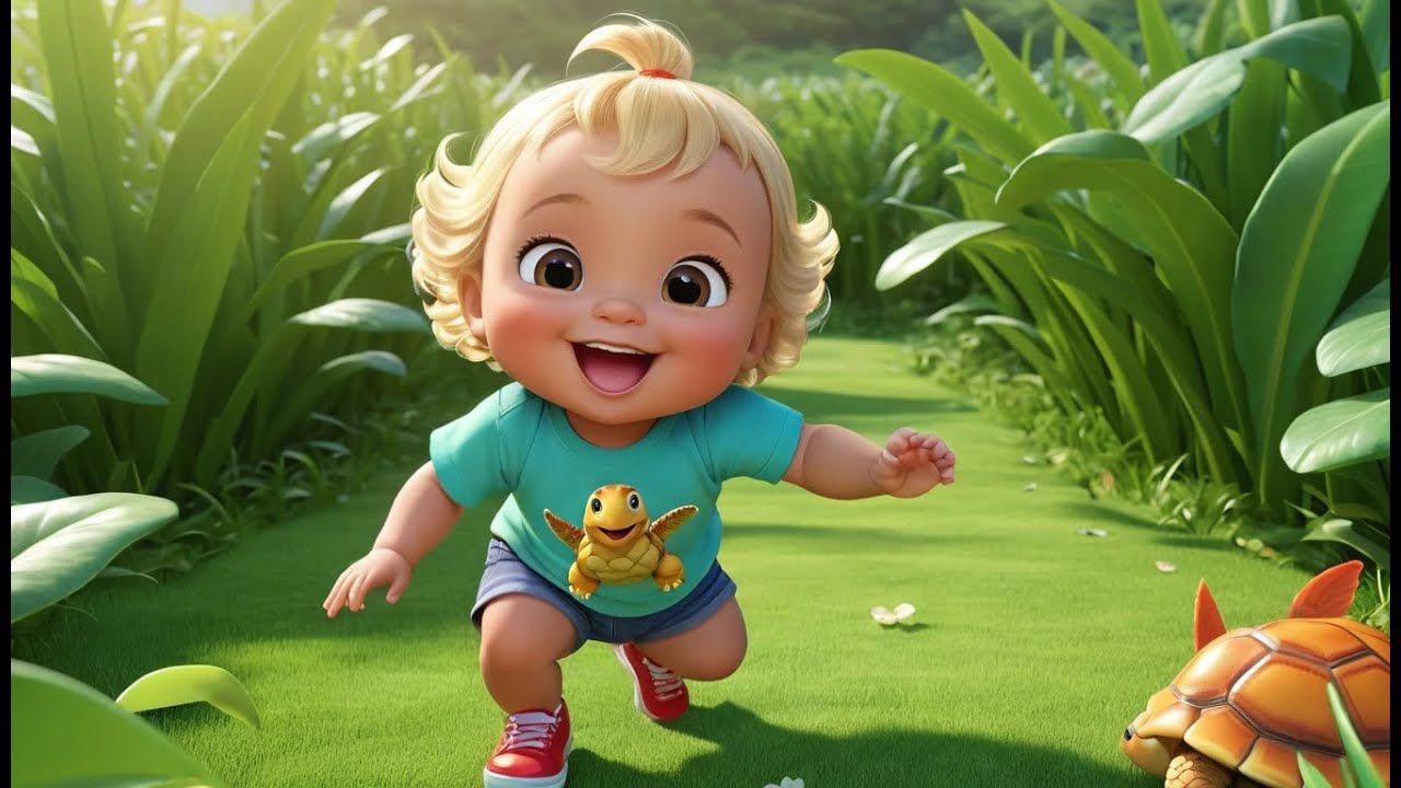 Slow Turtle Walks Step by Step | Gentle Kids Song | Calm Animal Adventure Rhyme