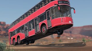 Double Decker Bus On Off-Road Gravel Track - Lots of Jumps And Drift - BeamNG Drive Sect screenshot 3