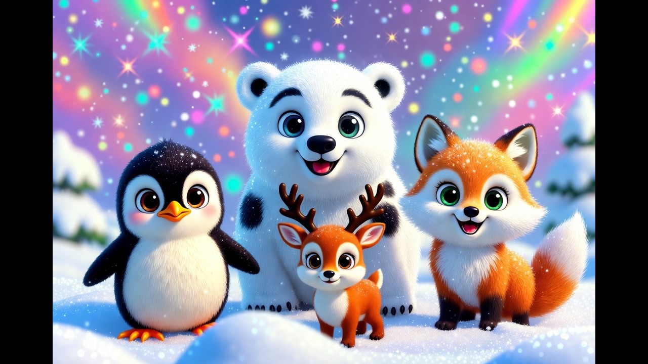 Winter Animals Song for Kids | Penguin, Polar Bear, Fox & Reindeer | Nursery Rhyme