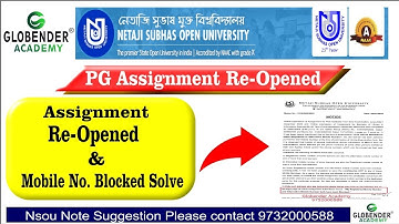 PG Assignment Re-opened || Nsou Assignment || Mobile Number Blocked Solved || PG New Notice Update