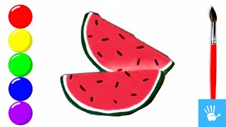 How To Draw a Watermelon | Bolalar uchun tarvuz rasm chizish | рисуем арбуз для детей