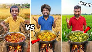 World's Best Chicken Curry Cooking Challenge 🔥🔥 Green Vs Red Vs Yellow Chicken Making challenge 😋 screenshot 1
