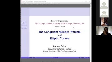 The Congruent Number Problem and Elliptic Curves: Prof. Anupam Saikia