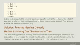 How to Print a Newline in MIPS Assembly Without Modifying the Data Section