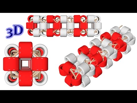 Beaded Square harness. 3D Beading Tutorial/Квадратный жгут из бисера