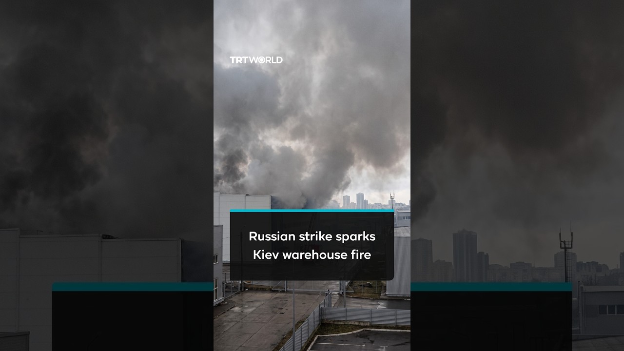 Russian drone strike sparks major warehouse fire near Kiev