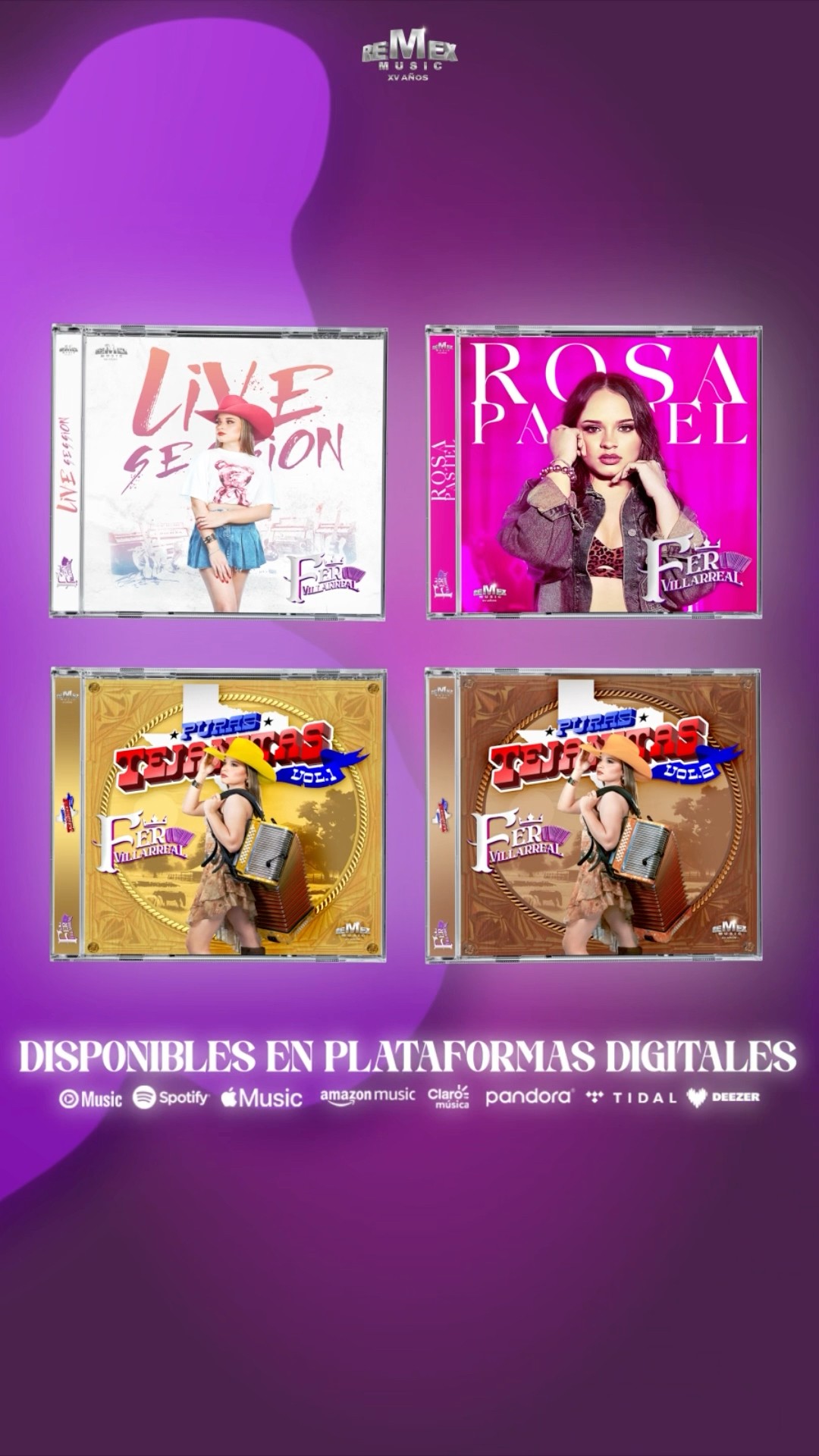 Fer Villarreal ? está imparable!!! ? ¿Cuál escucharás?  ¡Ya disponibles en plataformas digitales!