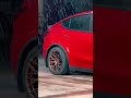 Rain … ☔️☔️Tesla model Y performance red .. on 20s vorsteiner wheels #vorsteiner #tesla #modely