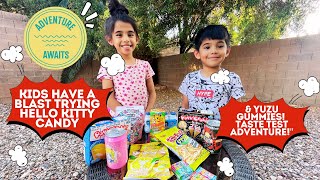 KIDS HAVE A BLAST Trying Hello Kitty Candy & Yuzu Gummies! TASTE TEST ADVENTURE!" screenshot 5