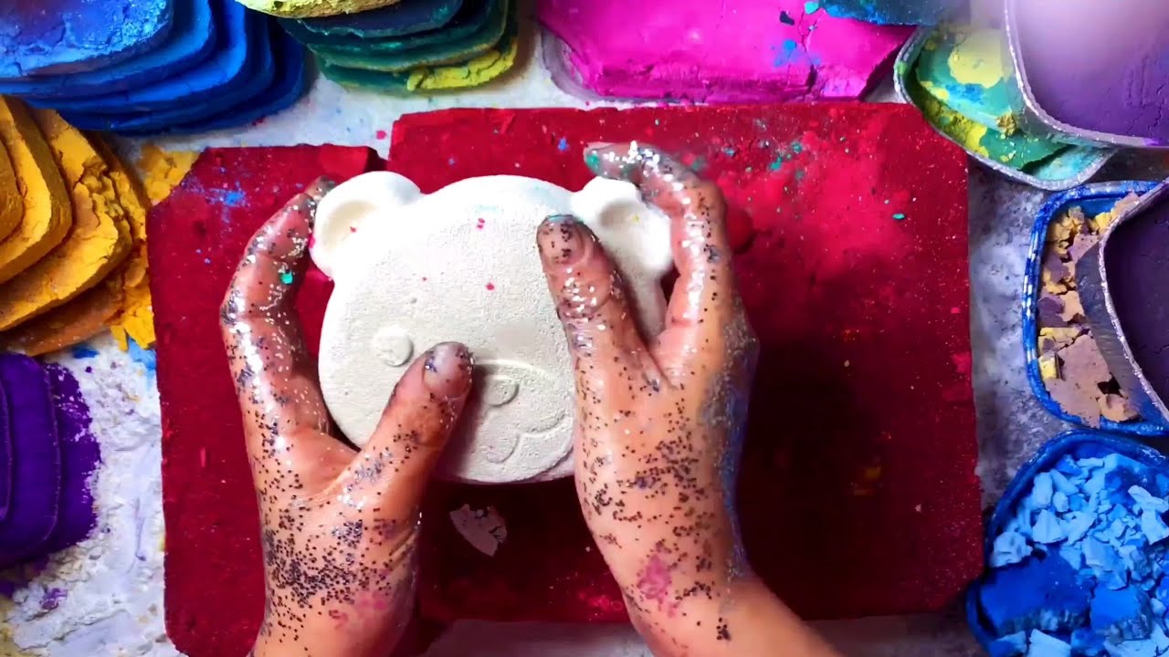 OxideFabricDollAsmr Mass Cornstarch Crush Vibrant Colorful Blocks With