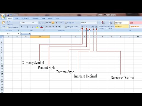 home ribbon k tamam commands|ms excel main currency style|percent style|increase decrease decimal
