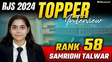 RJS 2024 Topper Interview | Samridhi Talwar (Rank 58) | Rajasthan Judicial Services 2024