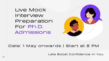 Live Mock Interview Preparation  For Ph.D. Admissions | Gaurav Soin
