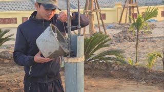 Construction Skills  Step By Step Build Cylindrical Concrete Columns | My Contruction Work