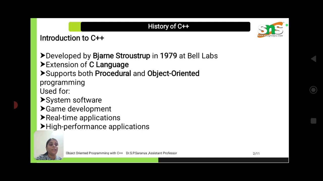 Introduction of C++|C++ Programming language|SNS INSTITUTIONS