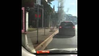 Car on fire at kew junction