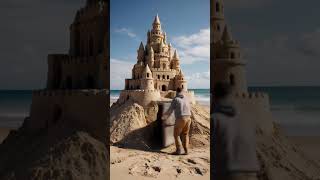 GIANT SANDCASTLE SECRET BUNKER 🏖️➡️ HIDDEN LUXURY UNDERGROUND HOuse #viralshorts #insanebuild