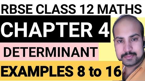 RBSE CLASS 12 MATHS CHAPTER 4 / DETERMINANT(सारणिक) /  examples 8 TO 16