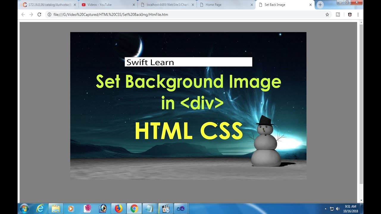 how to add background image in div in html css. YouTube