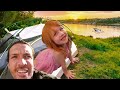 CAMPiNG at the LAKE!!  First Time Tent with Adley at PiRATE iSLAND! swimming, mermaid, camp routine!
