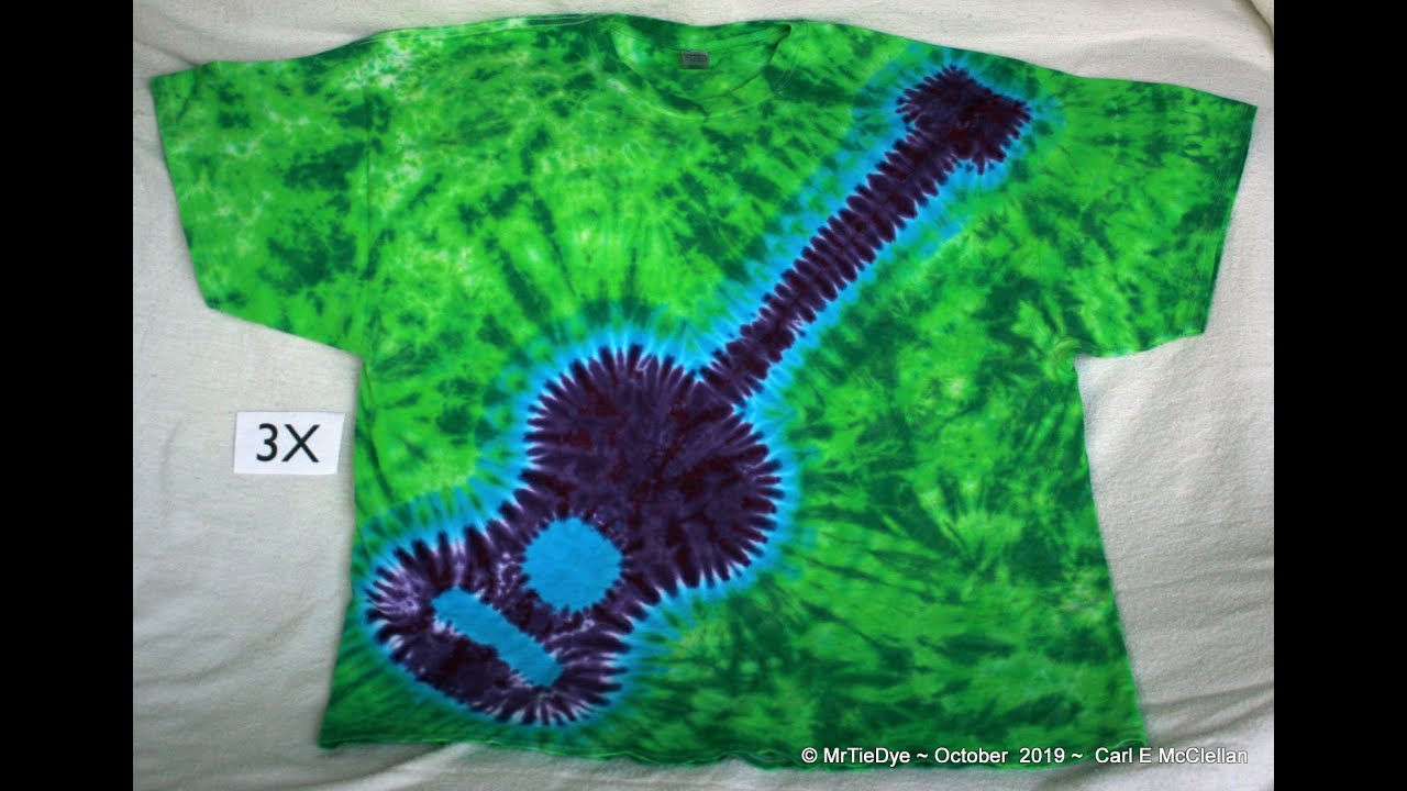 Tie Dye a Guitar Tee with regular dye (no thick dye was used) - YouTube
