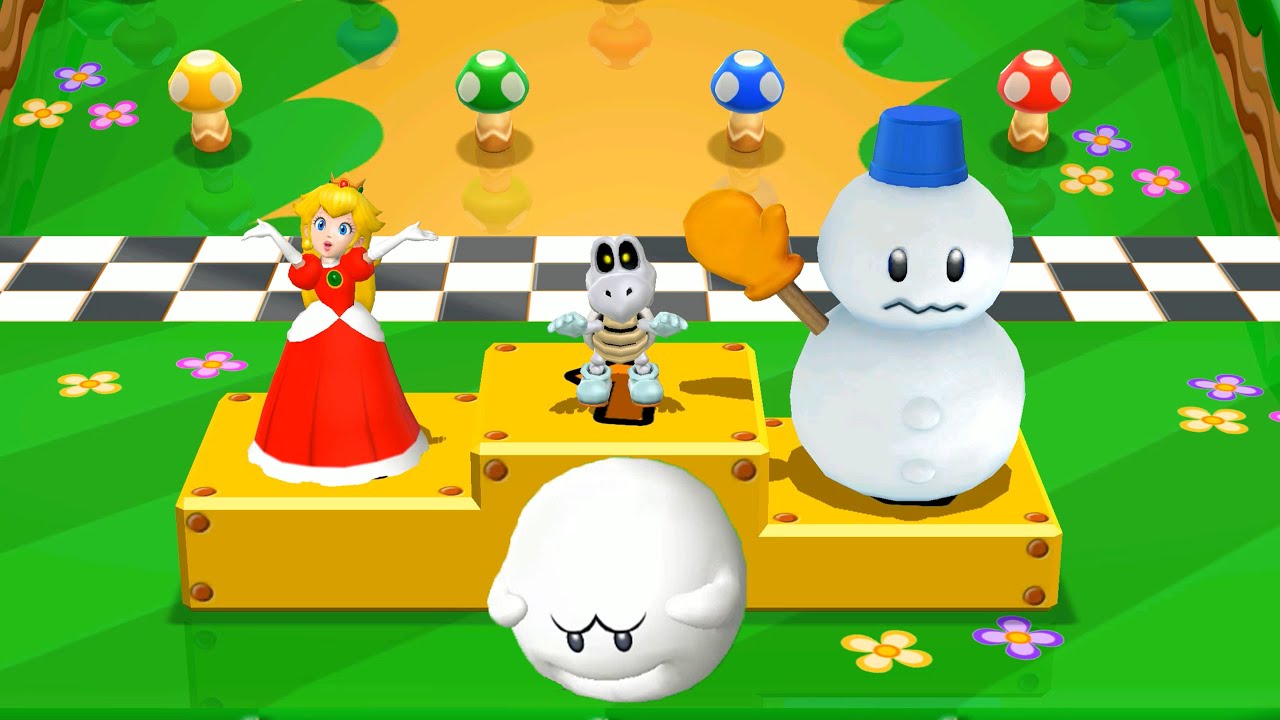 Mario Party 9 Mod - Minigames - Mr. Blizzard Vs Peach Vs Boo Vs Dry Bones