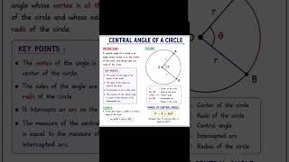 Central Angle of a Circle #maths #education #youtube #shortvideo #shorts #video #reels #viral #tet