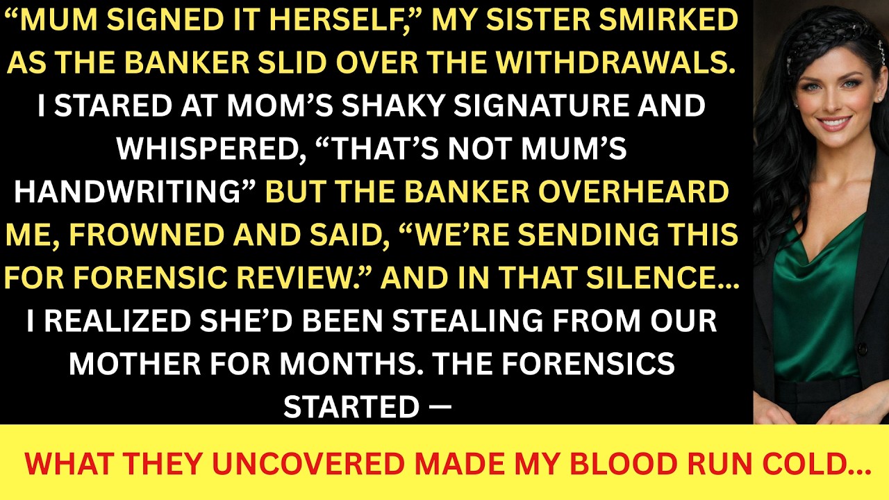 MY SISTER FAKED OUR MOTHER'S SIGNATURE TO TAKE HER ACCOUNTS- UNTIL THE BANK RAN FORENSICS...