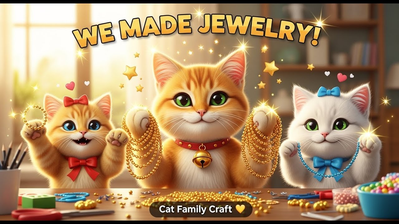 Golden Jewelry Workshop! Cat Family Makes Beautiful Bracelets & Necklaces for Animal Friends