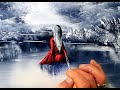 Lady in Red | Black and White Abstract Landscape | Easy Acrylic Painting for Beginners