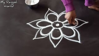 Simple Daily Muggulu for Beginners | Daily Rangoli Design without dots | Easy Freehand Daily Kolam