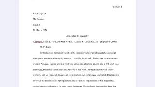 MLA Review for Annotated Bibliography