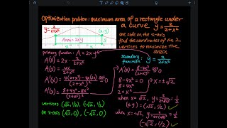 Optimization Problem: Maximum Area of A Rectangle Under A Curve, Find 4 Vertices of the Rectangle
