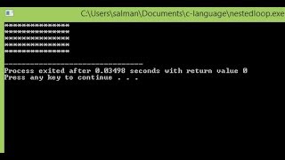 Learn C language Part  13 Print Square using nested loop