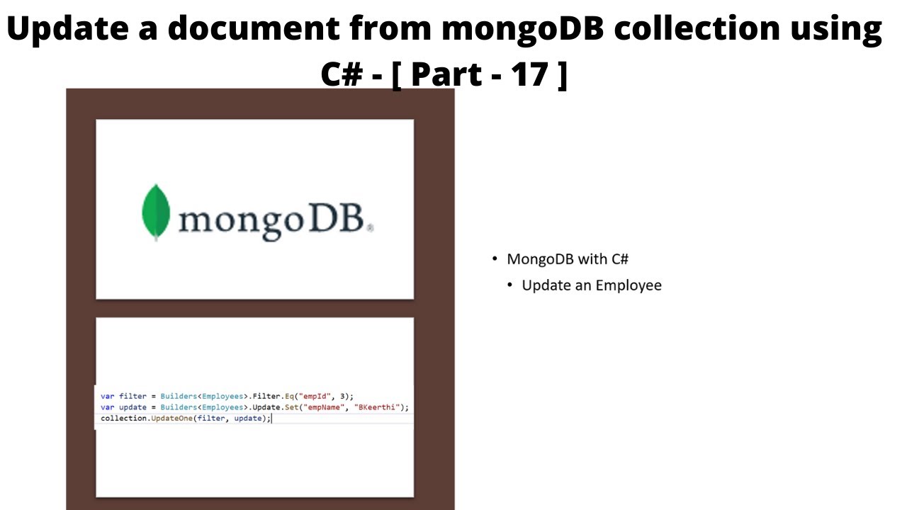 How to update a document from mongoDB using C# || Update a document ...