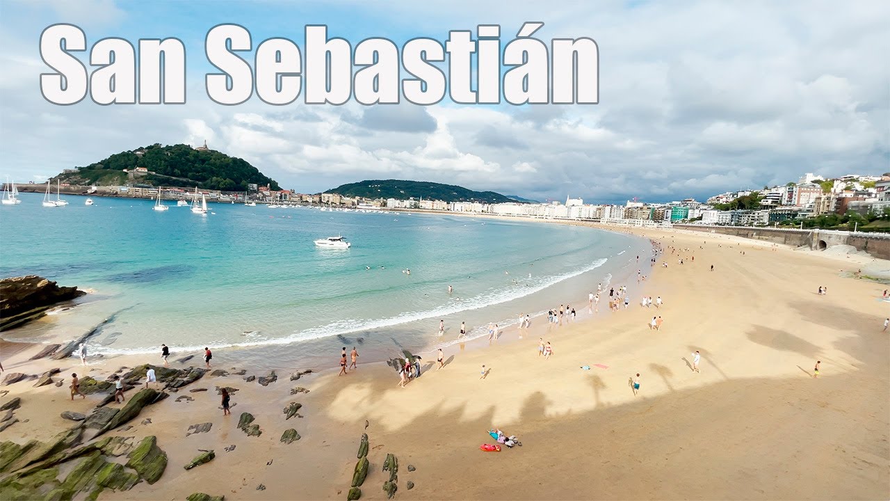 4K Walk La Concha Beach Donostia SAN SEBASTIAN, Basque Country, SPAIN Walking Tour with captions