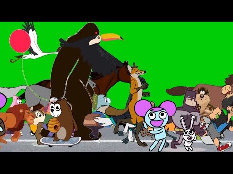 Cartoon And Animal Stampede Green Screen Pibby