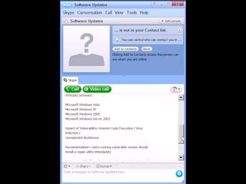 Fake AntiVirus/Trojan infection attempt via Skype